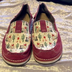 Ariat slip ons in red suede